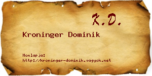 Kroninger Dominik névjegykártya